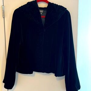 Eileen Fisher Black Silk Velvet Bartack Jacket